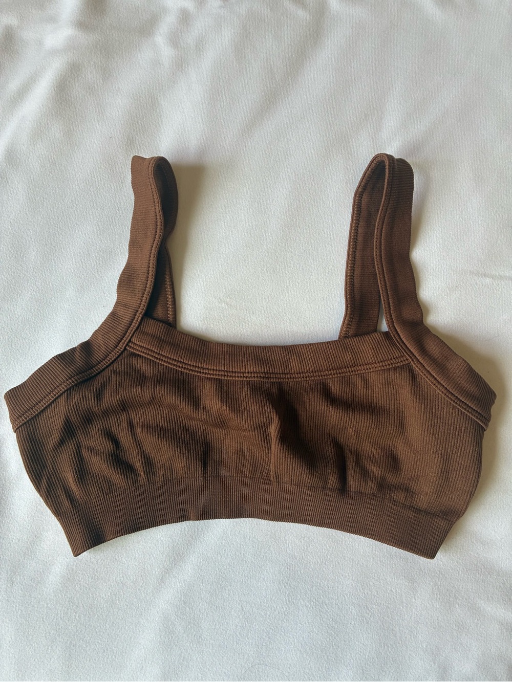Seamless Ribbed Bralette - Brown